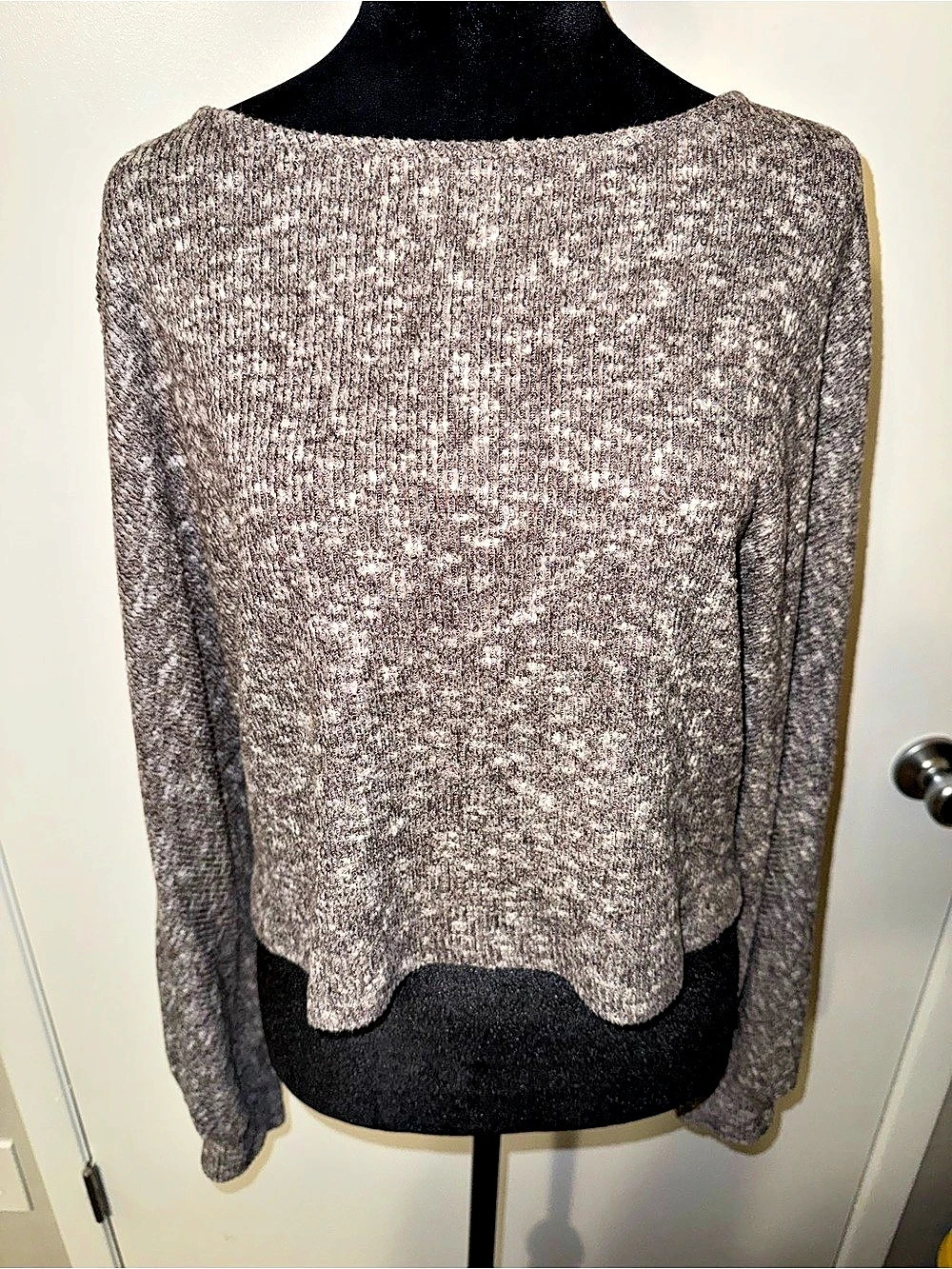 Marled Crew Neck Sweater Brown & White Medium Like New